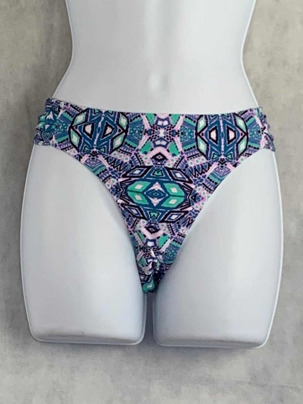 Jessica Simpson Women's Side Tab Hipster Bikini Swim Bottom, Blue Purple, Medium